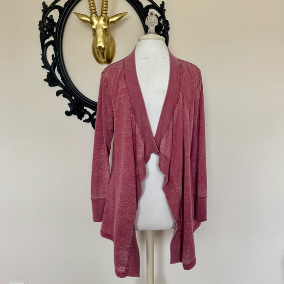 Z Supply Burgundy Burnout Open Front Cardigan - Picture 1 of 6
